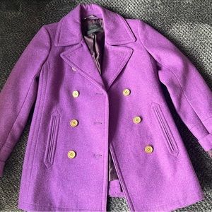 NWOT J. Crew Purple Classic Peacoat Wool (Size 0)